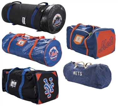 Lot of (5) New York Mets Game Used Equipment Bags (MLB Authenticated & Steiner)